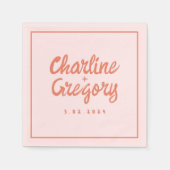 Pastel Red pink Handwriting Retro Wedding Napkins Serviette (Vorderseite)