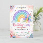 Pastel-Regenbogen 2. Geburtstag Einladung (Stehend Vorderseite)