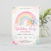 Pastel Regenbogen 3. Geburtstag Einladung (Stehend Vorderseite)