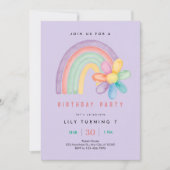 Pastel Regenbogen 7. Geburtstag Einladung (Vorderseite)