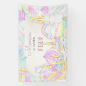 Pastel Regenbogen Aquarell Einhorn Geburtstag süß Banner (Vertikal)