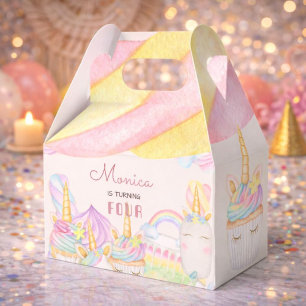 Pastel Regenbogen Aquarell Einhorn Geburtstag süß Geschenkschachtel