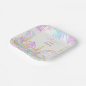 Pastel Regenbogen Aquarell Einhorn Geburtstag süß Pappteller (Gewinkelt)