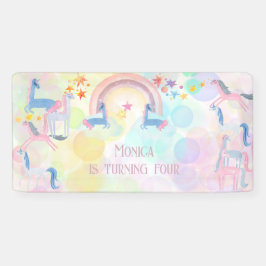 Pastel Regenbogen Aquarellfarbe Einhorn Kindergebu Banner