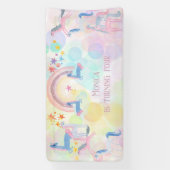 Pastel Regenbogen Aquarellfarbe Einhorn Kindergebu Banner (Vertikal)