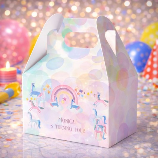 Pastel Regenbogen Aquarellfarbe Einhorn Kindergebu Geschenkschachtel
