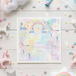 Pastel Regenbogen Aquarellfarbe Einhorn Kindergebu Serviette