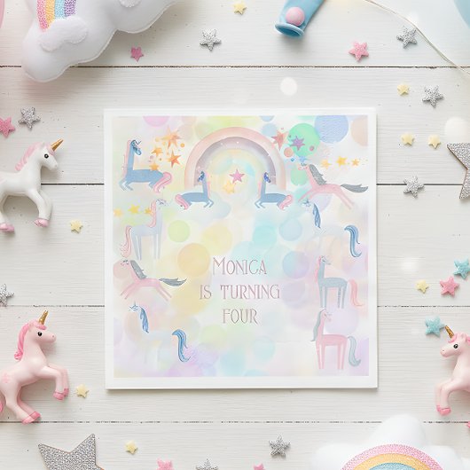 Pastel Regenbogen Aquarellfarbe Einhorn Kindergebu Serviette