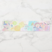 Pastel Regenbogen Aquarellfarbe Einhorn Kindergebu Wasserflaschenetikett (Einzelnes Label)
