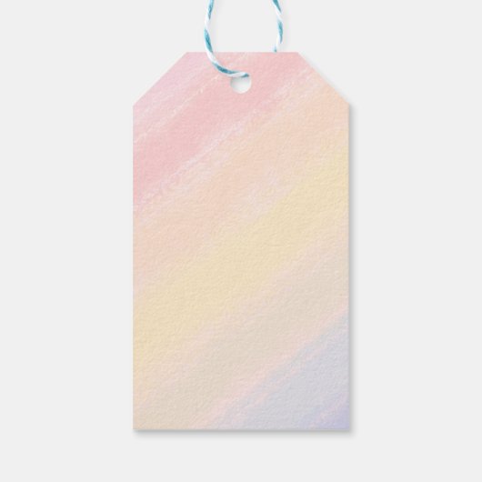 Pastel-Regenbogen-Aquarellfarbe Geschenkanhänger (Rückseite)