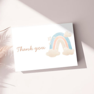 Pastel-Regenbogen-Baby-Shower-Wolke-Stern-Nachrich Dankeskarte