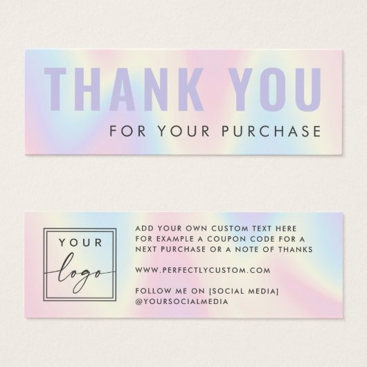 Pastel Regenbogen benutzerdefiniertes Logo danke e (Vorne & Hinten)