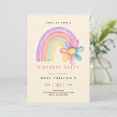 Pastel Regenbogen-Blume 2. Geburtstag Einladung (Stehend Vorderseite)