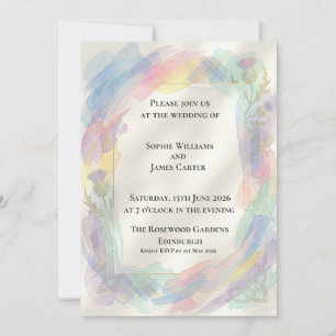 Pastel-Regenbogen-Distel-Hochzeitseinladung Einladung