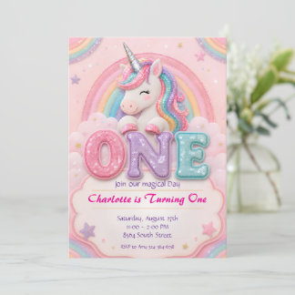 Pastel-Regenbogen-Einhorn-Geburtstagseinladung zum Einladung