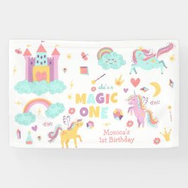 Pastel Regenbogen Einhornmagie eines Geburtstags Banner
