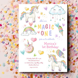 Pastel Regenbogen Einhornmagie eines Geburtstags Einladung
