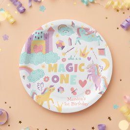 Pastel Regenbogen Einhornmagie eines Geburtstags Pappteller