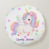 Pastel Regenbogen Einhornsterne Rundes Kissen (Rückseite)