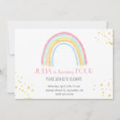 Pastel Regenbogen funkelnd Geburtstag Einladung (Vorderseite)