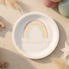 Pastel Regenbogen funkelnd Geburtstag Pappteller
