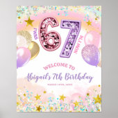 Pastel Regenbogen Glitter 67 Geburtstagsfeier Poster (Vorne)
