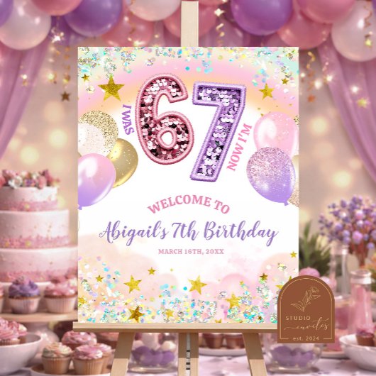 Pastel Regenbogen Glitter 67 Geburtstagsfeier Poster
