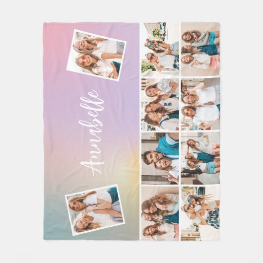 Pastel Regenbogen gurt monogramm einfaches Multi-F Fleecedecke (Vorderseite)