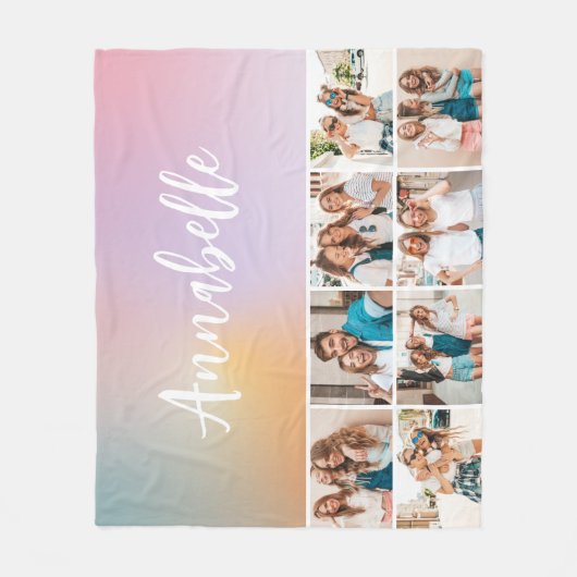 Pastel Regenbogen gürtelförmig, monogramm, einfach Fleecedecke (Vorderseite)