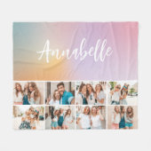 Pastel Regenbogen gürtelförmig, monogramm, einfach Fleecedecke (Vorderseite (Horizontal))