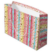 Pastel Regenbogen & Herzen Große Geschenktasche Geschenktüte (Rückseite Schrägansicht)