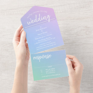 Pastel-Regenbogen-Hochzeitseinladung All In One Einladung
