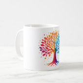 Pastel-Regenbogen-Lebensbaum-Tasse | Wasserfarben  Kaffeetasse (Vorderseite Links)