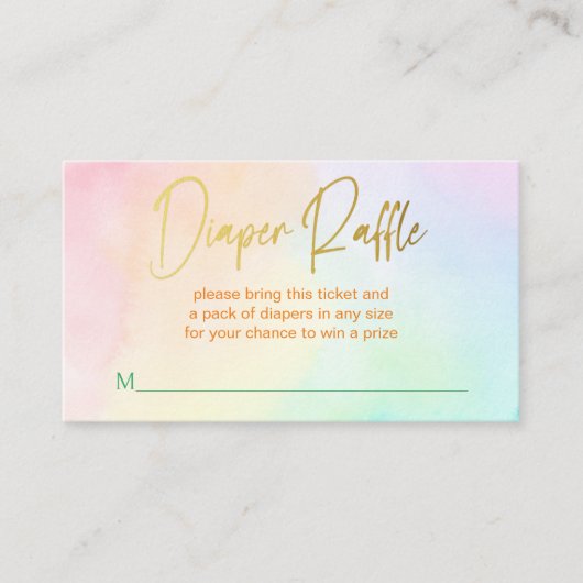 Pastel Regenbogen ombre Babydusche Windelpreisverl Begleitkarte (Vorderseite)