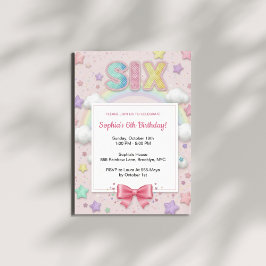 Pastel Regenbogen Pailletten Glitter Mädchen 6. Ge Einladung