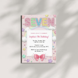 Pastel Regenbogen Pailletten Glitter Mädchen 7. Ge Einladung