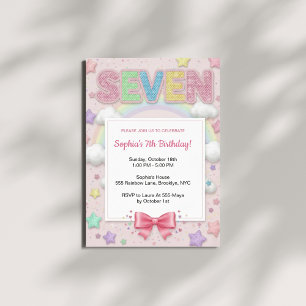 Pastel Regenbogen Pailletten Glitter Mädchen 7. Ge Einladung