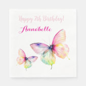 Pastel-Regenbogen-Schmetterling 7. Geburtstagsfeie Serviette (Vorderseite)