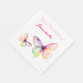 Pastel-Regenbogen-Schmetterling 7. Geburtstagsfeie Serviette (Ecke)