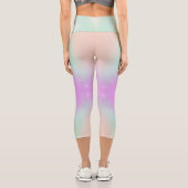 Pastel Regenbogen Swirbel Silberstar niedlich rosa Capri Leggings (Rückseite)
