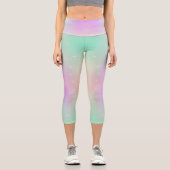 Pastel Regenbogen Swirbel Silberstar niedlich rosa Capri Leggings (Vorderseite)