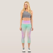 Pastel Regenbogen Swirbel Silberstar niedlich rosa Capri Leggings (Vorderseite)