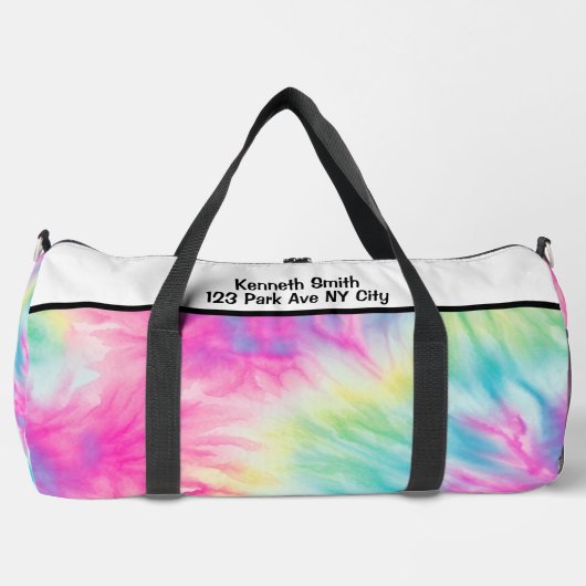 Pastel Regenbogen-Tie-Dye-Mädchen-Monogramm person Duffle Bag (Vorderseite)