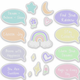 Pastel Regenbogen-Träume-Aufkleberbogen Aufkleber