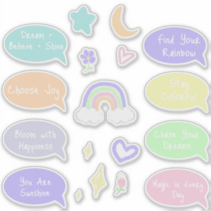 Pastel Regenbogen-Träume-Aufkleberbogen Aufkleber