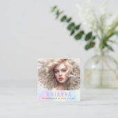 Pastel Regenbogen trendy modernes minimalistisches Quadratische Visitenkarte (Stehend Vorderseite)