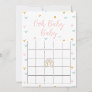 Pastel-Regenbogen und Herzen Baby Shower Bingo Kar Einladung