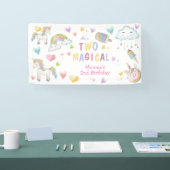 Pastel Regenbogen vereinen zwei magische Geburtsta Banner (Messe)