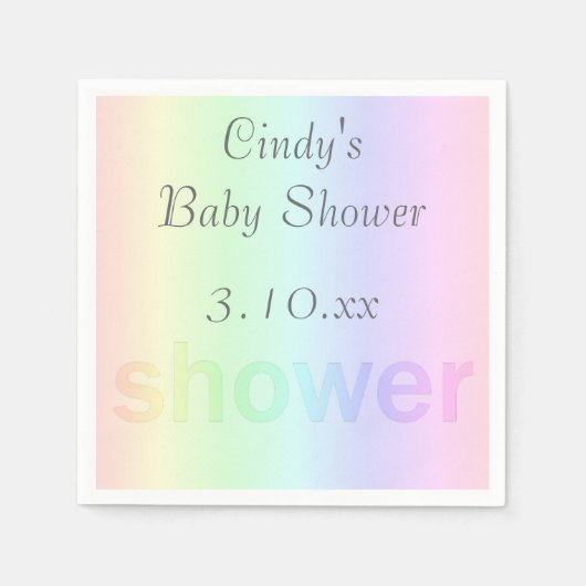 Pastel-Regenbogendusche Personalisiert Serviette (Vorderseite)