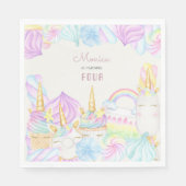 Pastel Regenbogenfarbe Einhorn Süßigkeiten Geburts Serviette (Vorderseite)